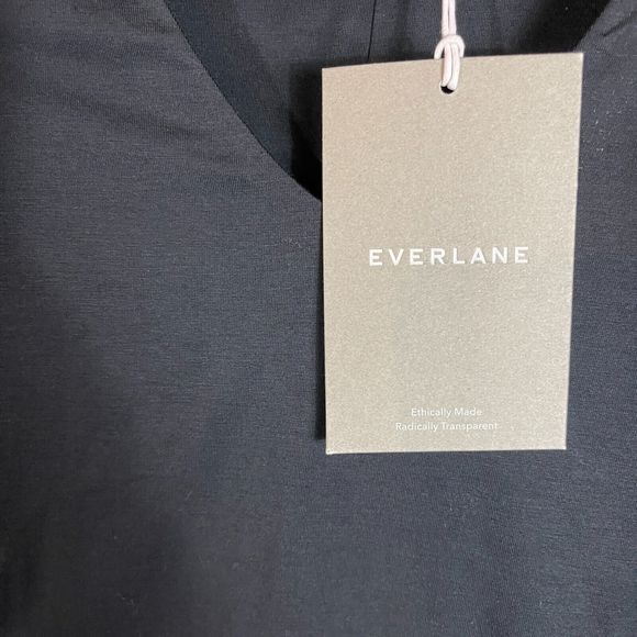 Everlane Bodysuit Top Womens Size XS Black Long Sleeve V Neck Stretch Supima NEW - Picture 5 of 9